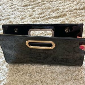 Black patent leather clutch purse